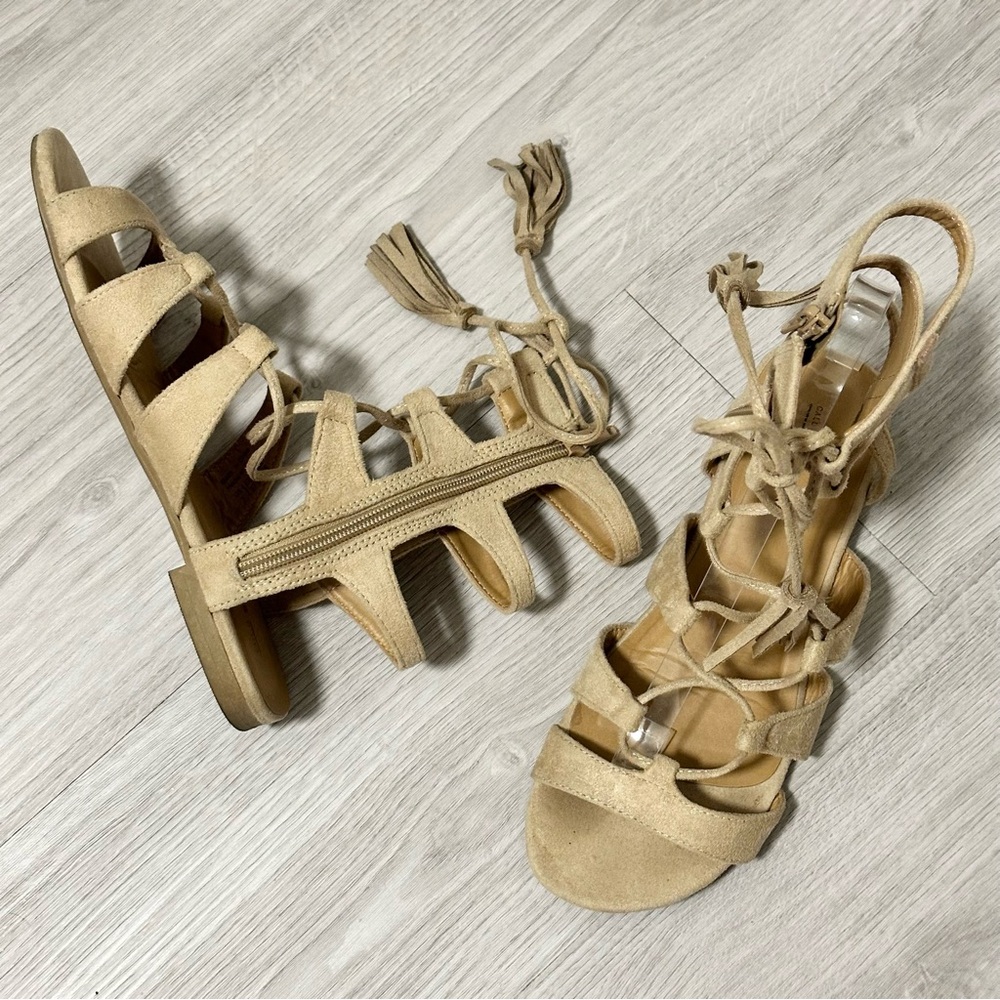 Call It Spring Villamor Lace Up Tassel Flat Sandals